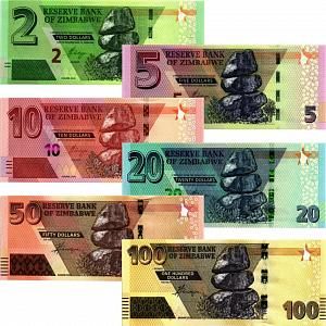 ЗИМБАБВЕ НАБОР 2 5 10 20 50 100 ДОЛЛАРОВ 1