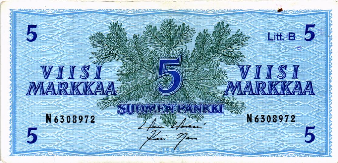 ФИНЛЯНДИЯ 5 МАРОК (Litt. B) 1