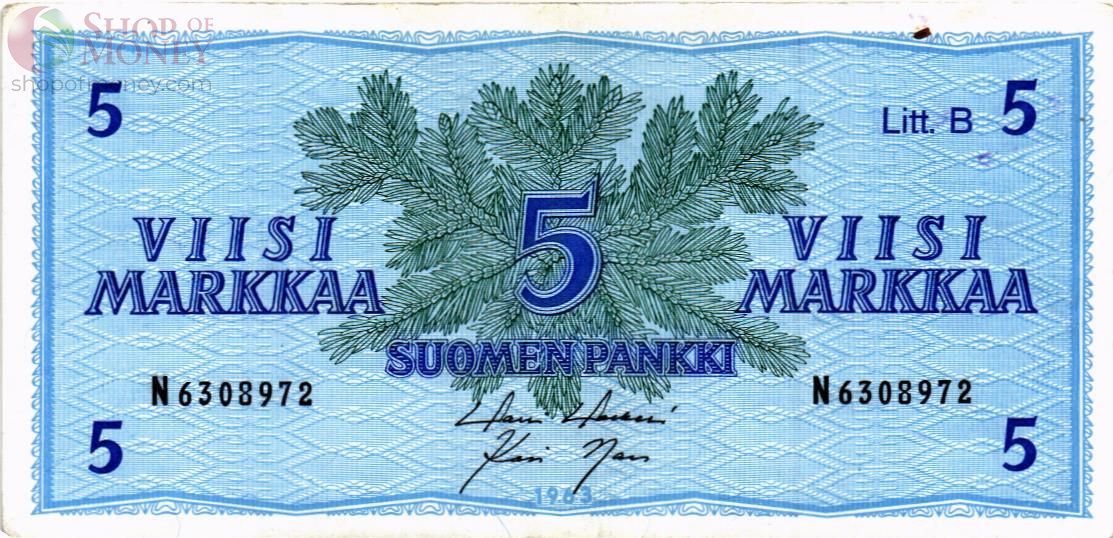 ФИНЛЯНДИЯ 5 МАРОК (Litt. B) 1