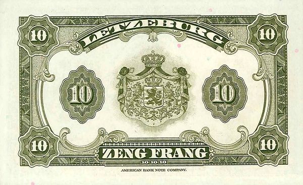 ЛЮКСЕМБУРГ 10 ФРАНКОВ 2