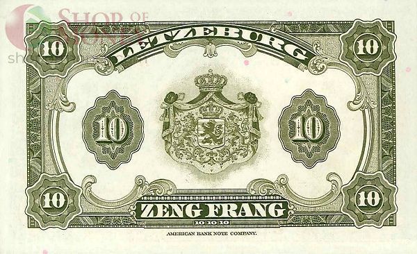 ЛЮКСЕМБУРГ 10 ФРАНКОВ 2