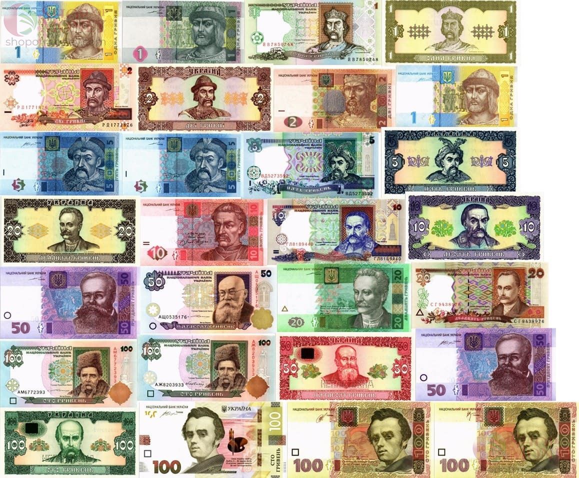 УКРАИНА НАБОР 28 БАНКНОТ В КОНВЕРТЕ (20 ЛЕТ НБУ) 2
