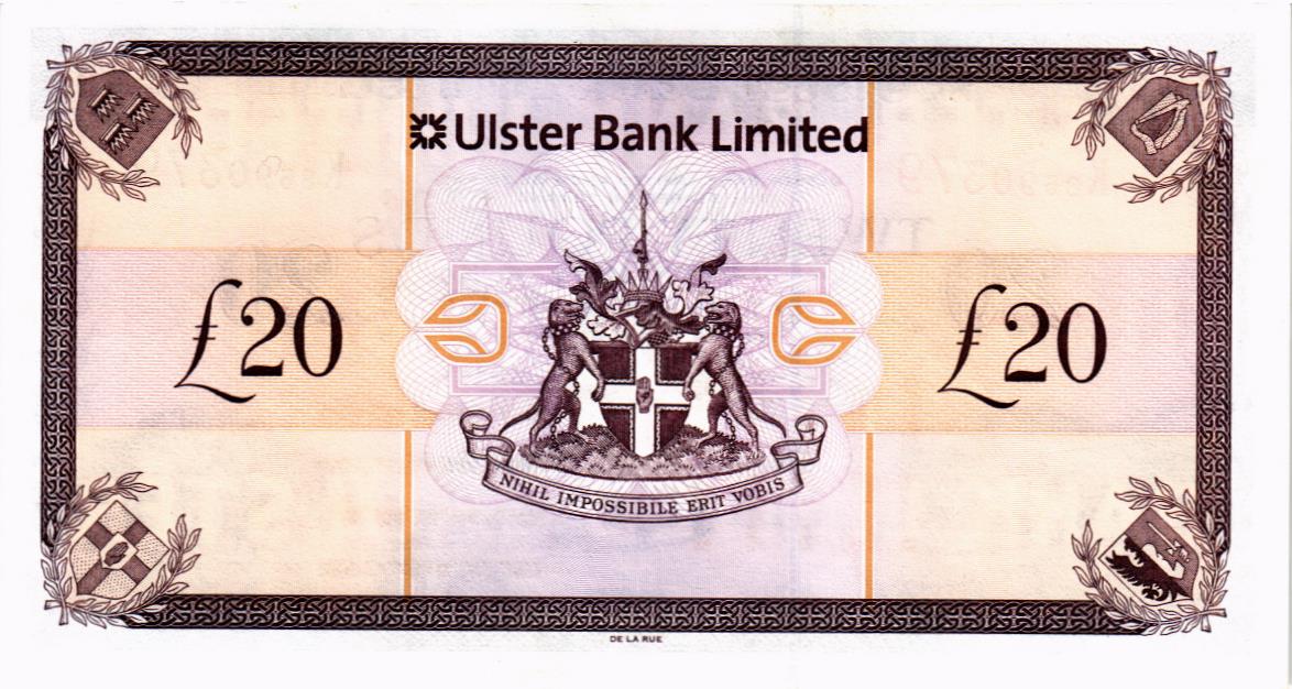 СЕВЕРНАЯ ИРЛАНДИЯ 20 ФУНТОВ (ULSTER BANK) 2