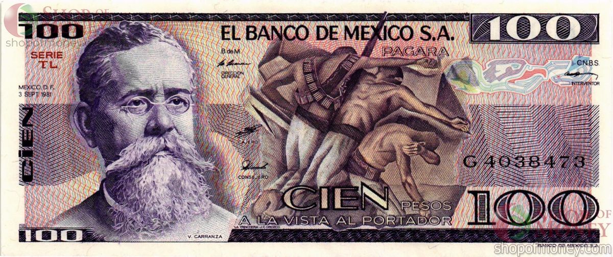 МЕКСИКА 100 ПЕСО (-TL- СЕРИЯ) 1