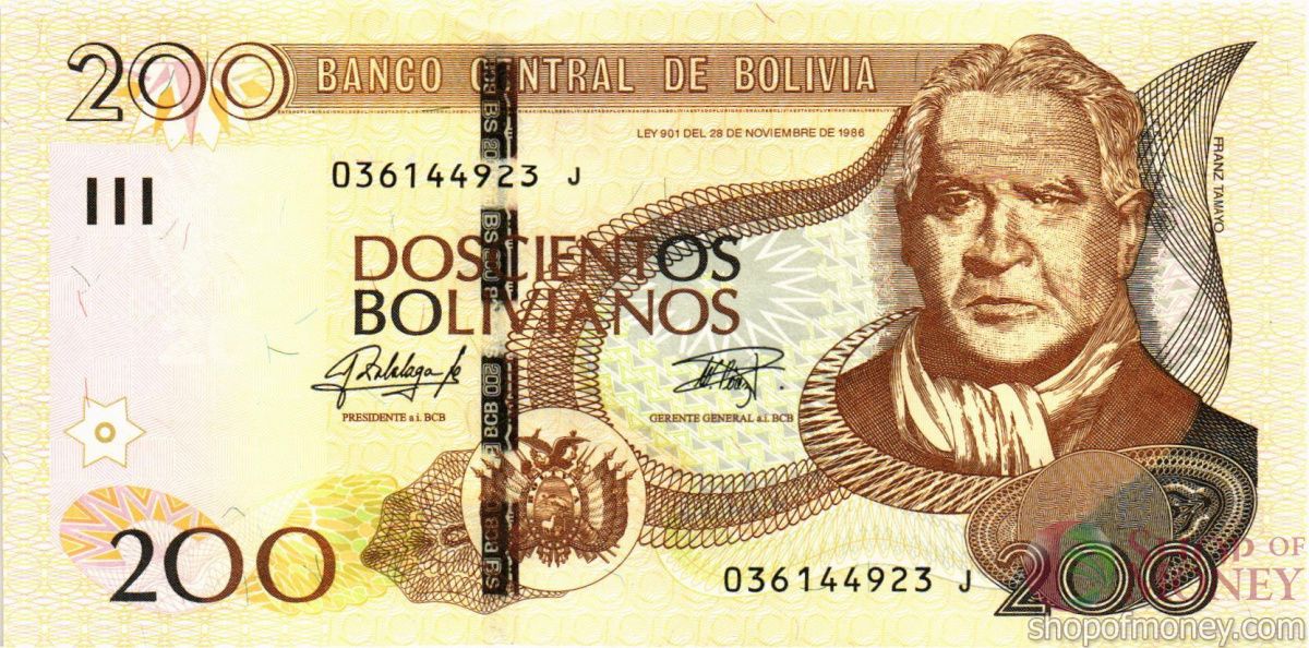 БОЛИВИЯ 200 БОЛИВИАНО 1
