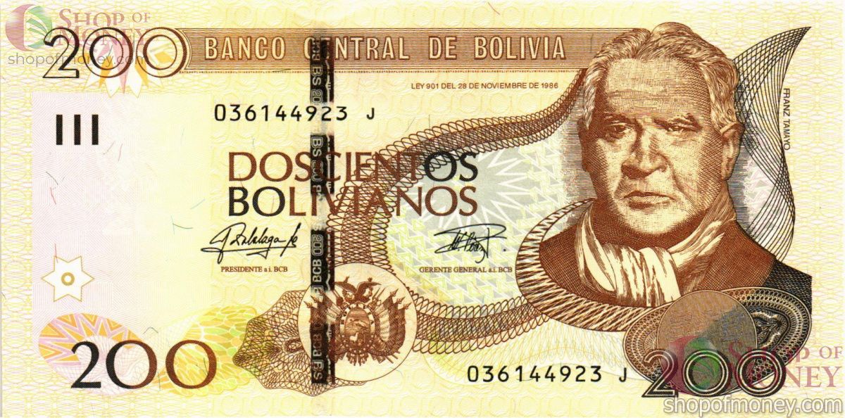 БОЛИВИЯ 200 БОЛИВИАНО 1