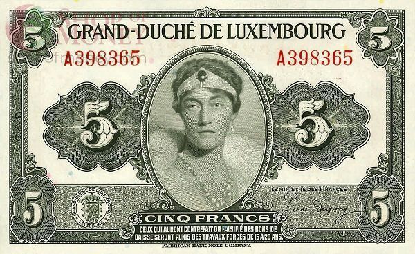 ЛЮКСЕМБУРГ 5 ФРАНКОВ 1