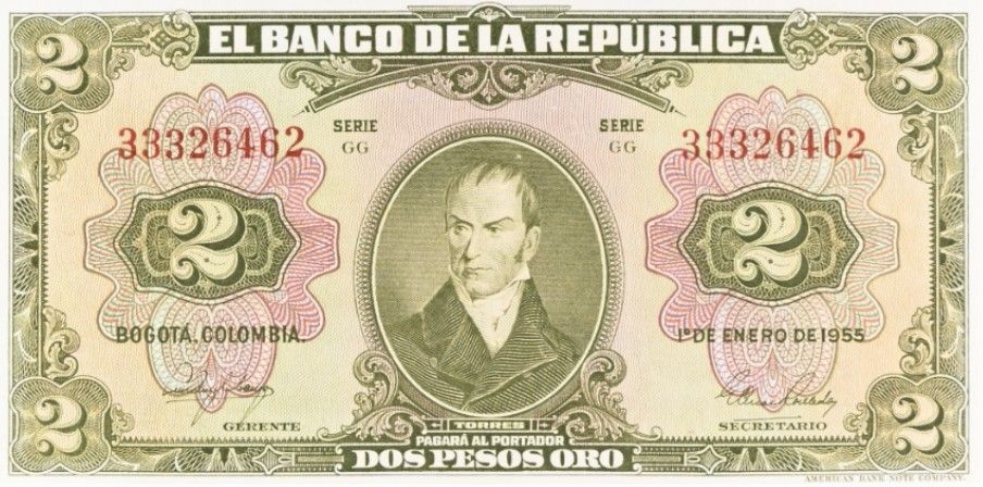 КОЛУМБИЯ 2 ПЕСО (PMG - GRADE 35) 3