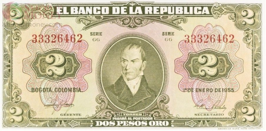 КОЛУМБИЯ 2 ПЕСО (PMG - GRADE 35) 3