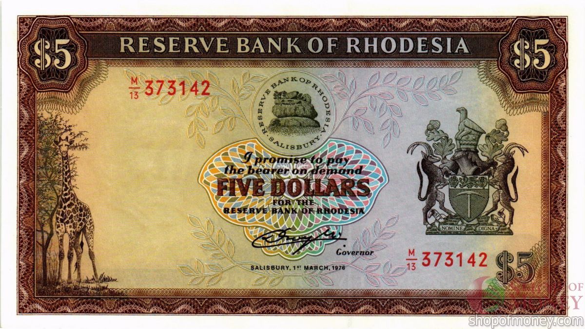 РОДЕЗИЯ 5 ДОЛЛАРОВ 1