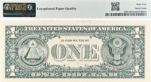 США 1 ДОЛЛАР (B - НЬЮ-ЙОРК - PMG - GRADE 64) #B02826779D 2
