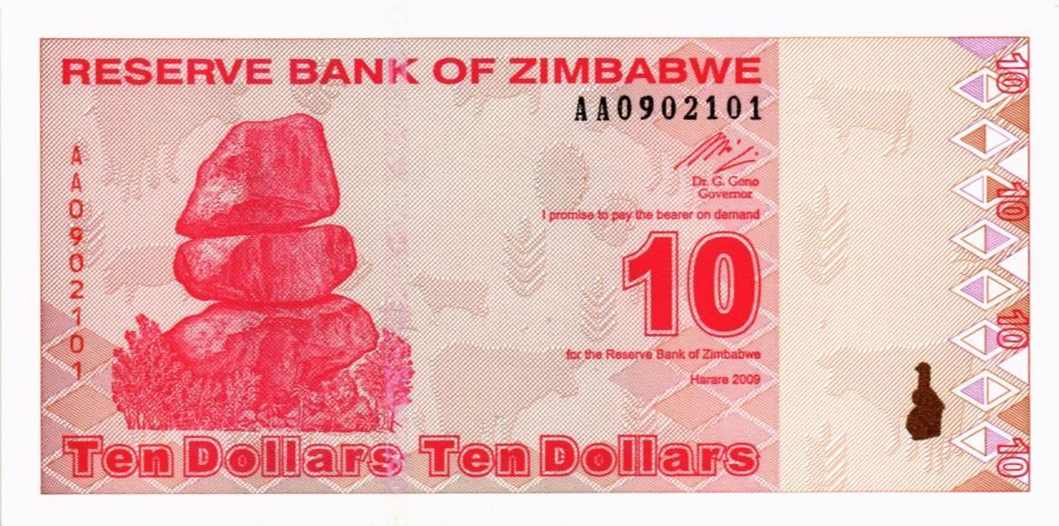 ЗИМБАБВЕ 10 ДОЛЛАРОВ 1