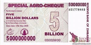 ЗИМБАБВЕ 5000000000 ДОЛЛАРОВ 1