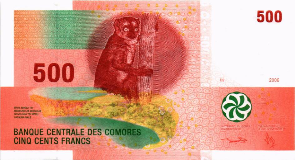 КОМОРСКИЕ ОСТРОВА 500 ФРАНКОВ 1