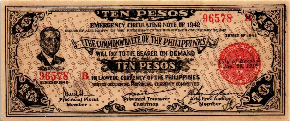 ФИЛИППИНЫ 10 ПЕСО "ПОДПИСЬ ВИД 1" (N25) 1