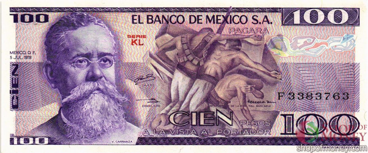 МЕКСИКА 100 ПЕСО (-KL- СЕРИЯ) 1
