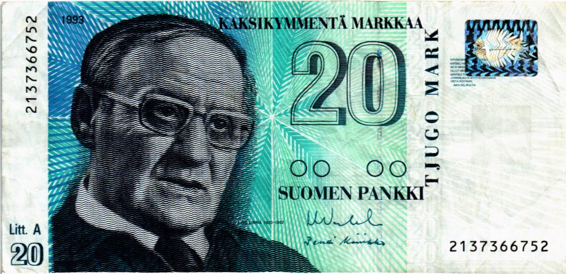 ФИНЛЯНДИЯ 20 МАРОК (Litt. A) 1