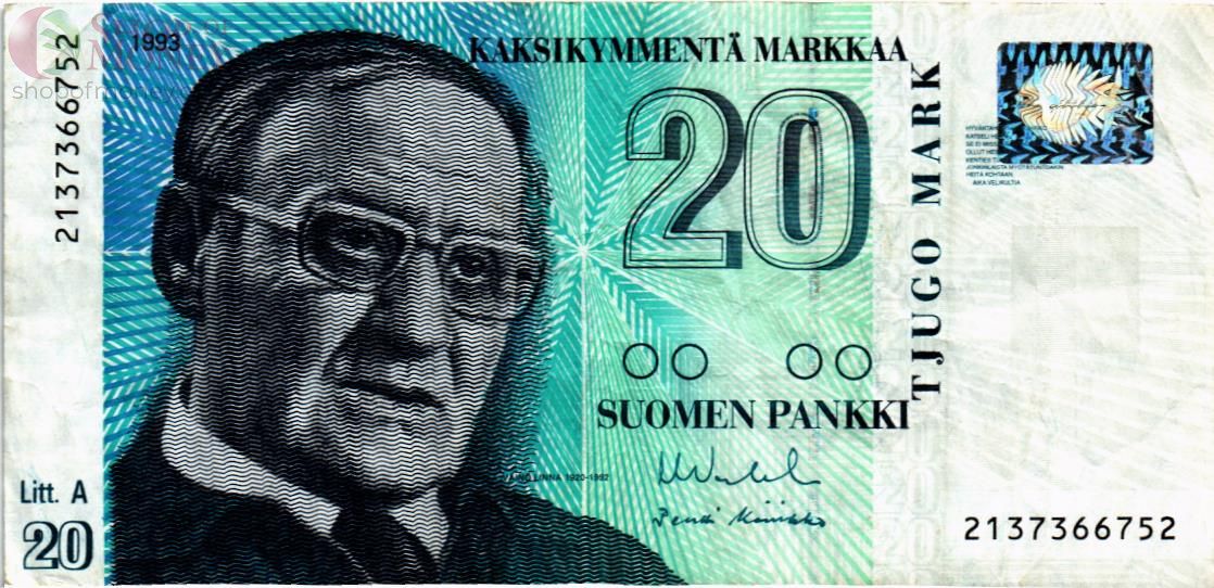 ФИНЛЯНДИЯ 20 МАРОК (Litt. A) 1