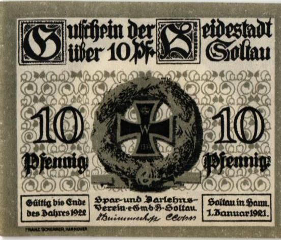 ГЕРМАНИЯ 10 ПФЕННИГОВ (НОТГЕЛЬД) 1