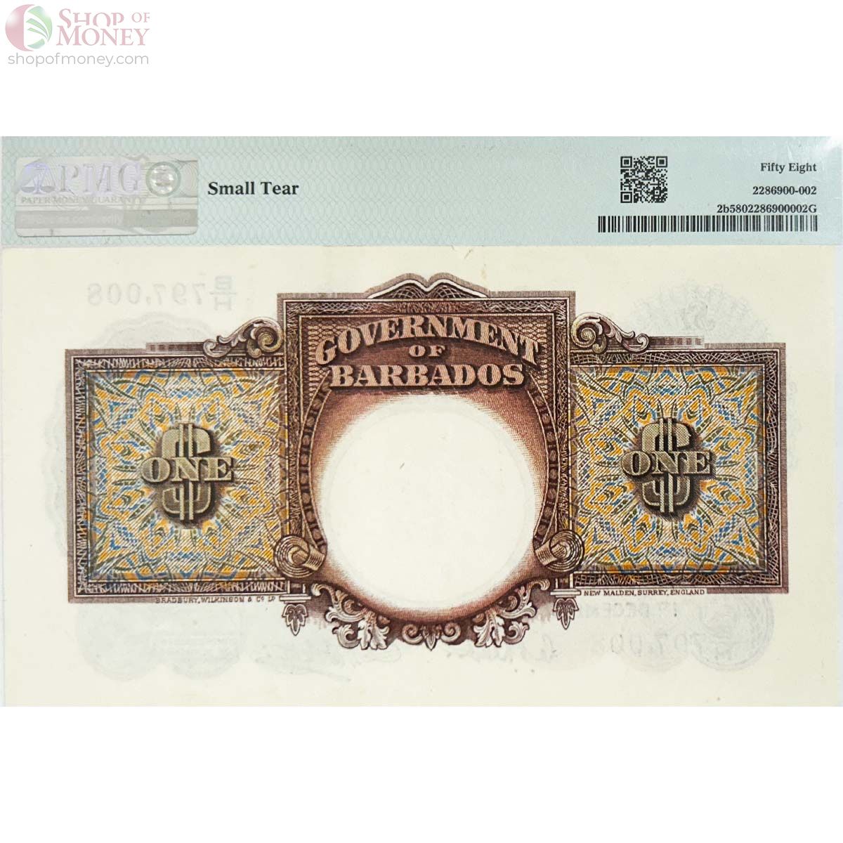 БАРБАДОС 1 ДОЛЛАР (PMG - GRADE 58) 2