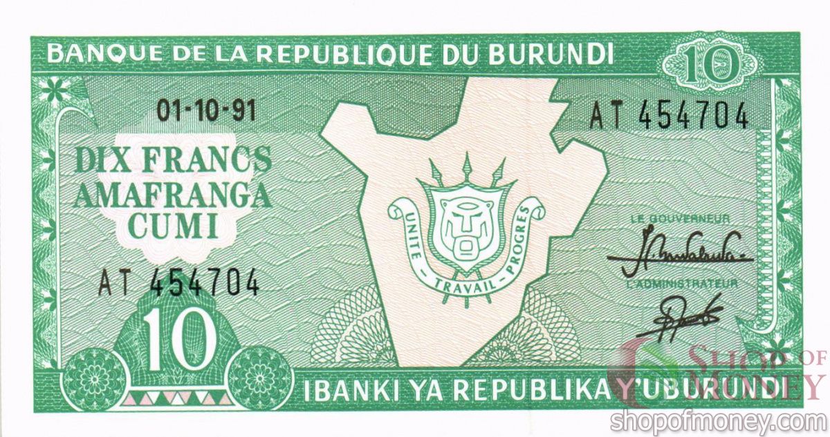 БУРУНДИ 10 ФРАНКОВ 1