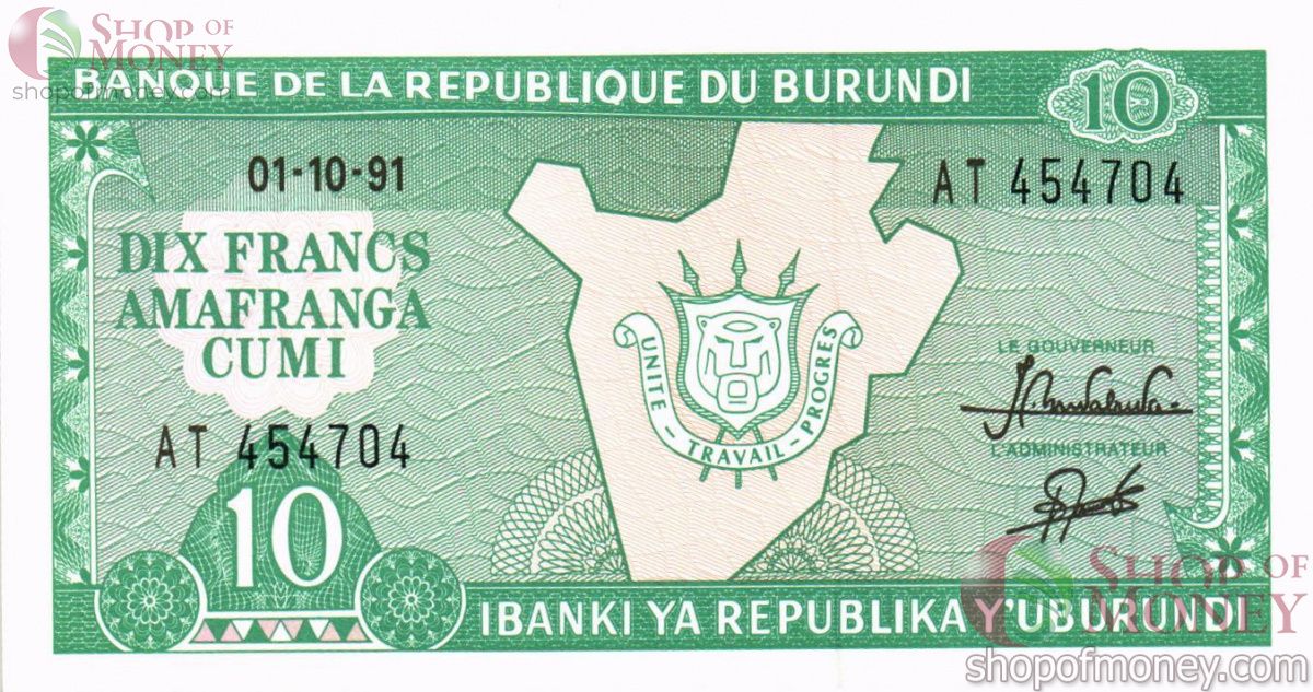 БУРУНДИ 10 ФРАНКОВ 1