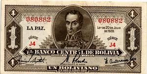 БОЛИВИЯ 1 БОЛИВИАНО (20.07.1928) 1