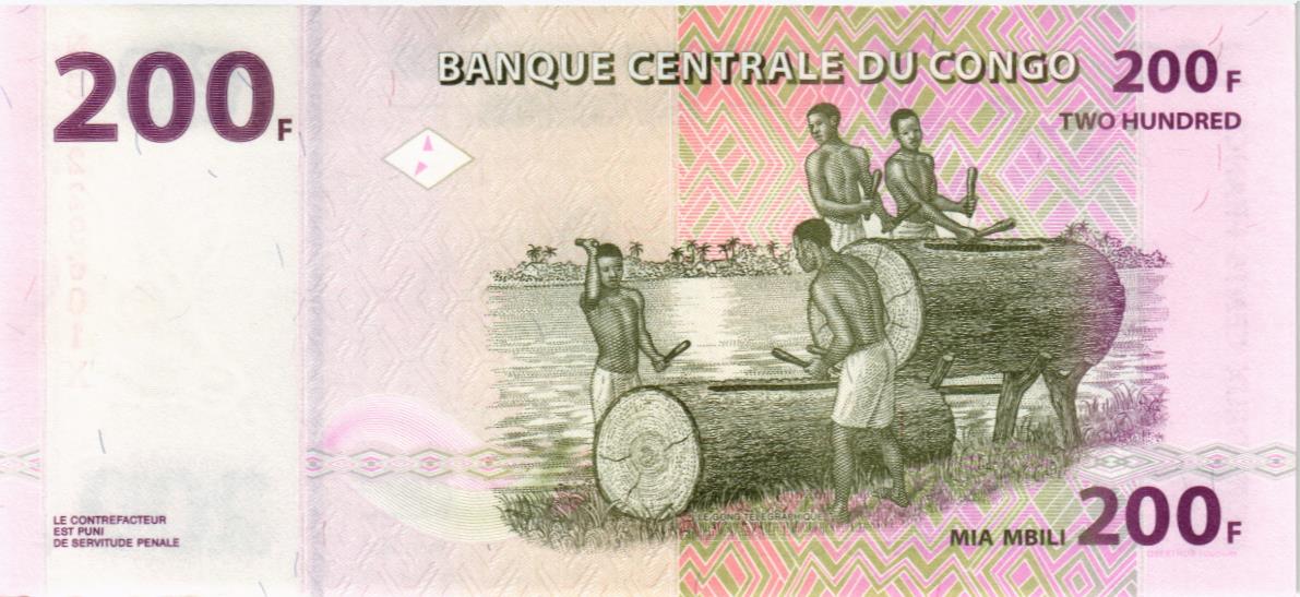КОНГО ДР 200 ФРАНКОВ (Oberthur Fiduciaire) 2