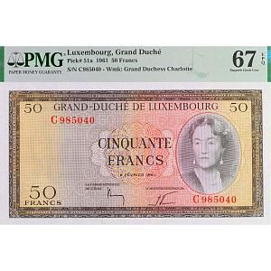 ЛЮКСЕМБУРГ 50 ФРАНКОВ (PMG - GRADE 67) 1