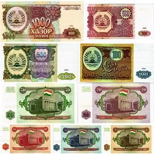ТАДЖИКИСТАН НАБОР 9 БАНКНОТ (НОМЕРА ПОДРЯД) 2
