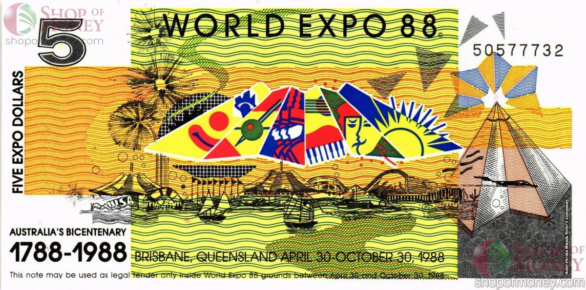 АВСТРАЛИЯ 5 ЭКСПО ДОЛЛАРА 1