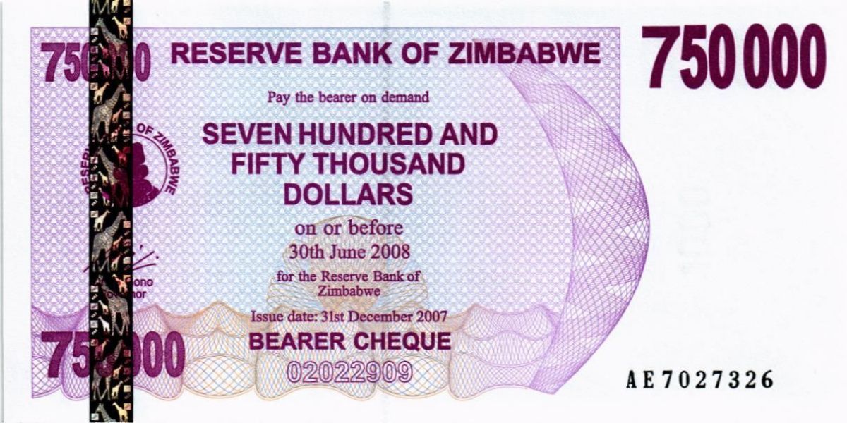 ЗИМБАБВЕ 750000 ДОЛЛАРОВ 1