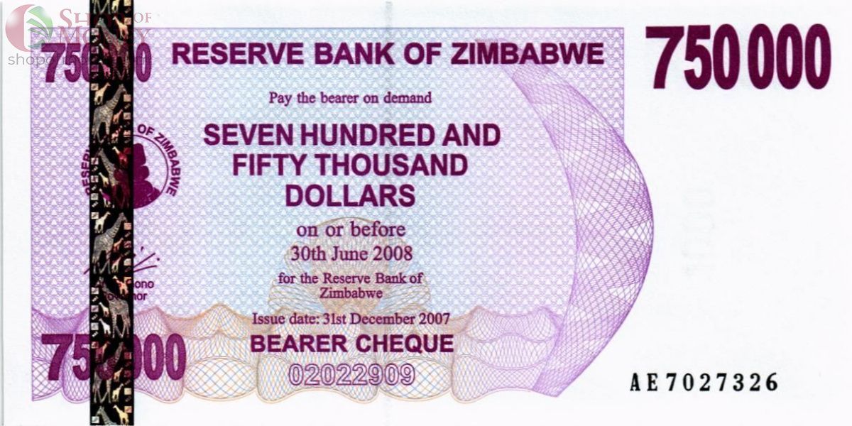ЗИМБАБВЕ 750000 ДОЛЛАРОВ 1