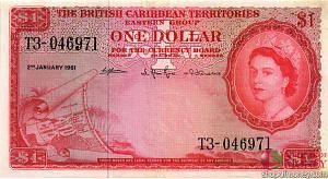 БРИТАНСКИЕ ВОСТОЧНЫЕ КАРИБЫ 1 ДОЛЛАР 1